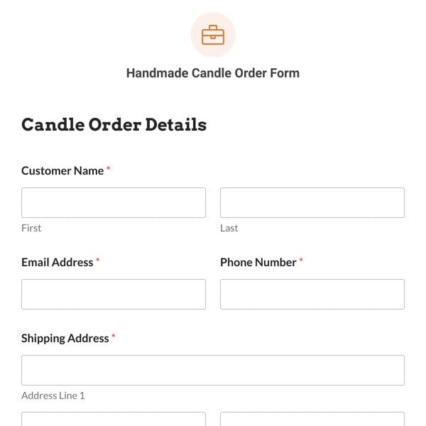 Handmade Candle Order Form Template