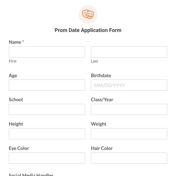 Prom Date Application Form Template