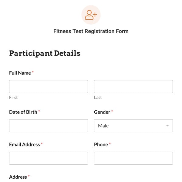 Fitness Test Registration Form Template