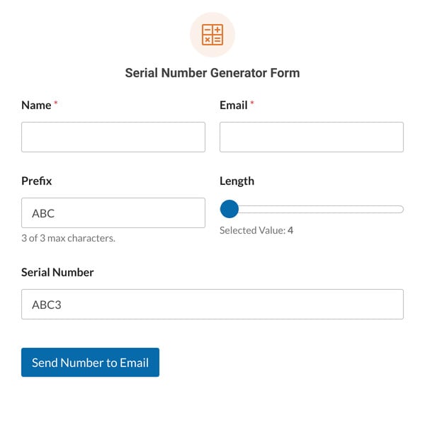 Serial Number Generator Form Template