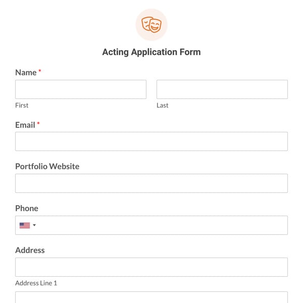 Acting Application Form Template