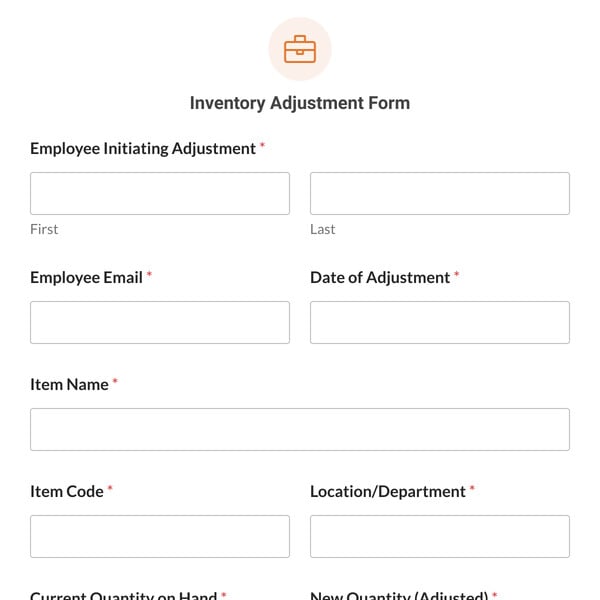 Inventory Adjustment Form Template