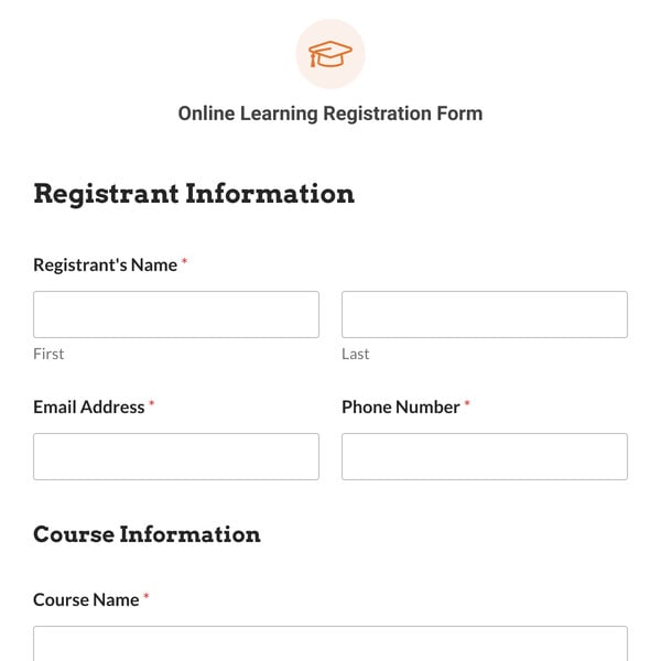 Online Learning Registration Form Template