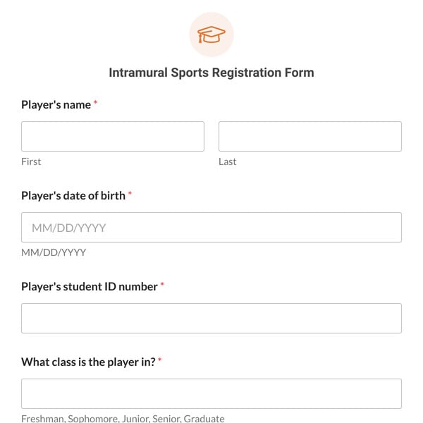Intramural Sports Registration Form Template