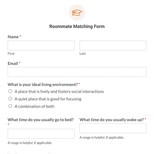 Roommate Matching Form Template