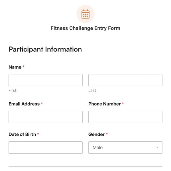 Fitness Challenge Entry Form Template