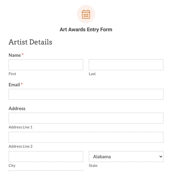 Art Awards Entry Form Template