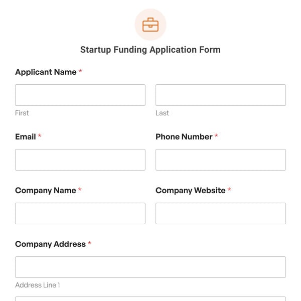 Startup Funding Application Form Template