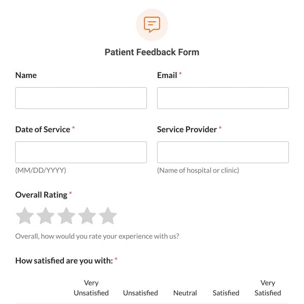 Patient Feedback Form Template