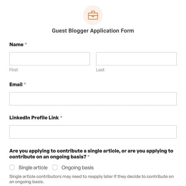 Guest Blogger Application Form Template