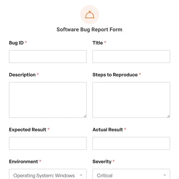 Software Bug Report Form Template