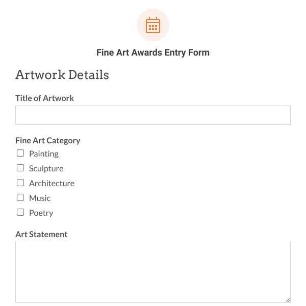 Fine Art Awards Entry Form Template