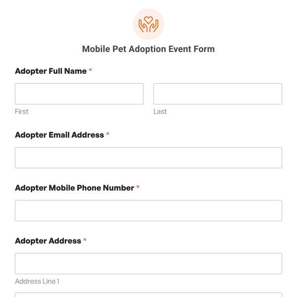 Mobile Pet Adoption Event Form Template