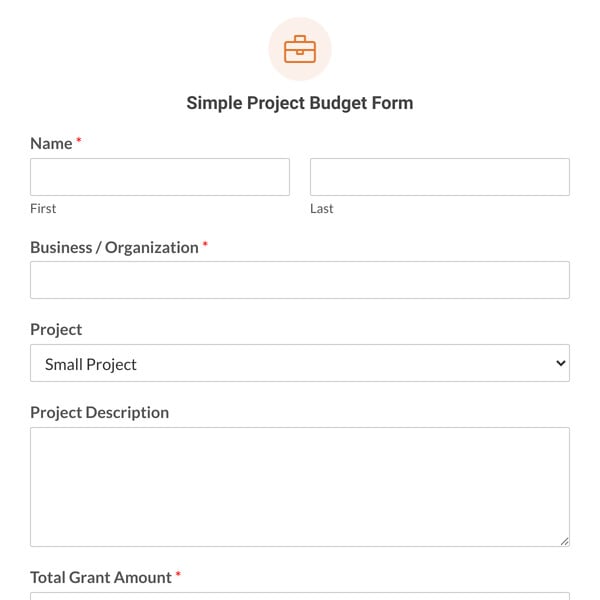 Simple Project Budget Form Template