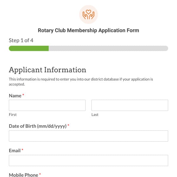 Rotary Club Membership Application Form Template