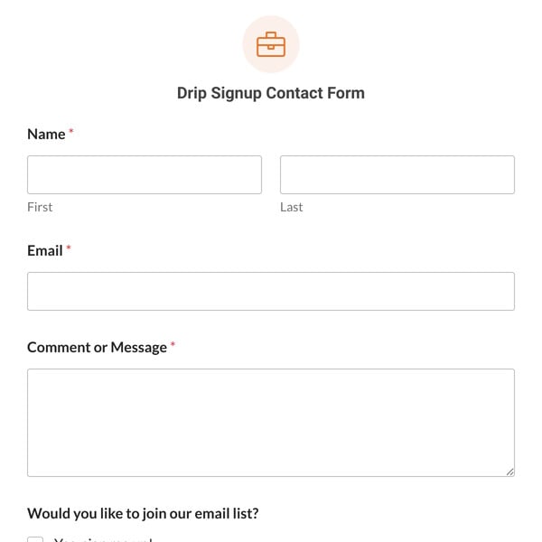 Drip Signup Contact Form Template