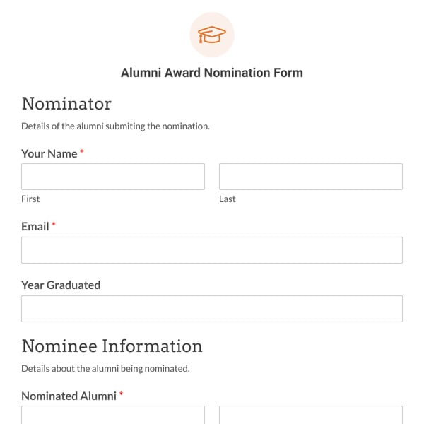 Alumni Award Nomination Form Template