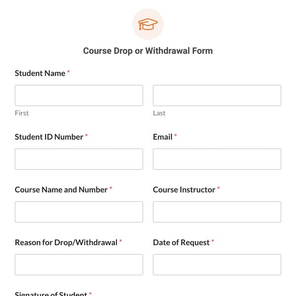 Course Drop or Withdrawal Form Template