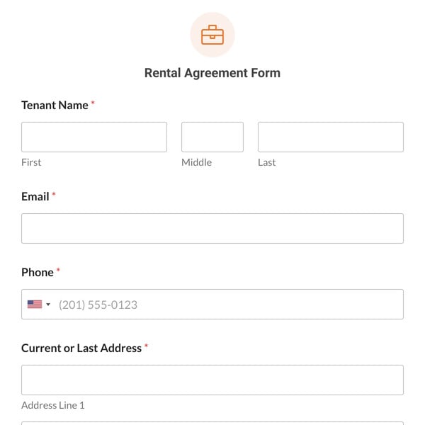 Rental Agreement Form Template