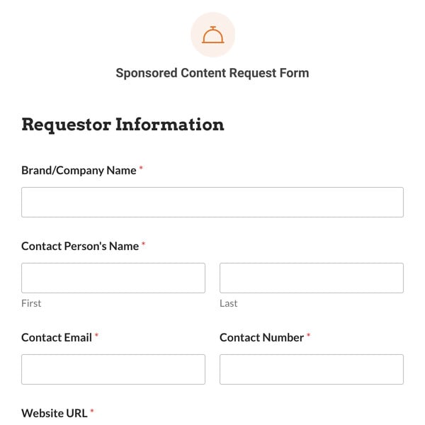 Sponsored Content Request Form Template