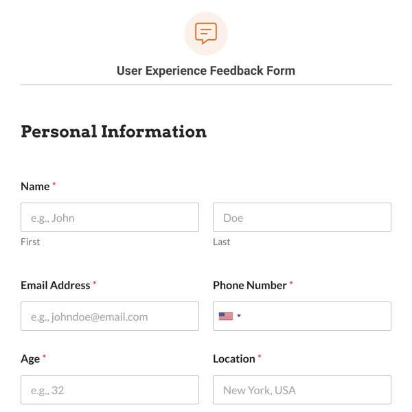 User Experience Feedback Form Template
