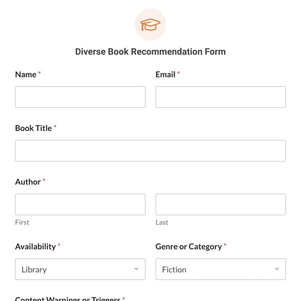 Diverse Book Recommendation Form Template