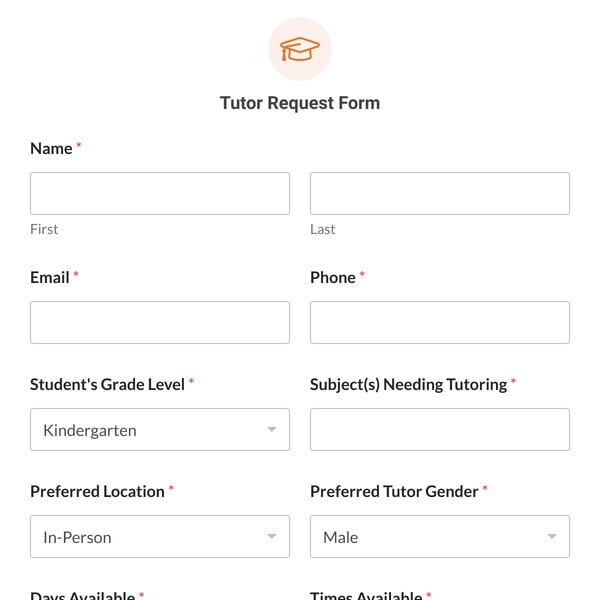 Tutor Request Form Template