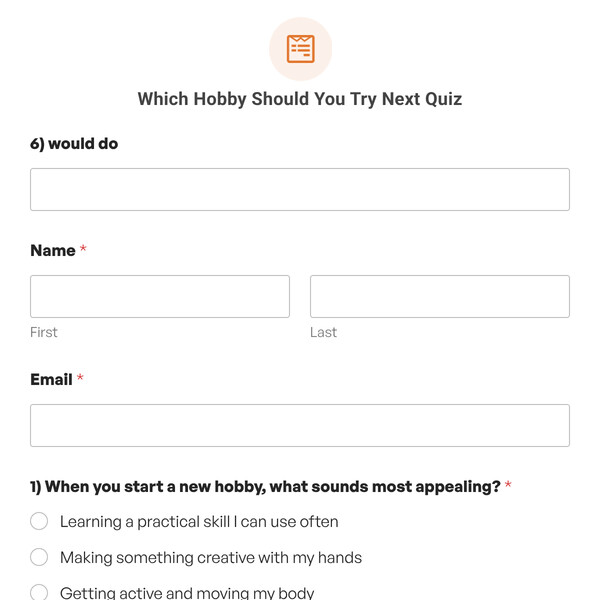 Which Hobby Should You Try Next Quiz Template