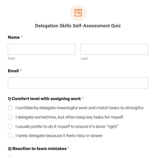 Delegation Skills Self-Assessment Quiz Template