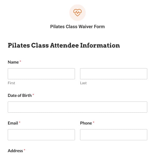 Pilates Class Waiver Form Template