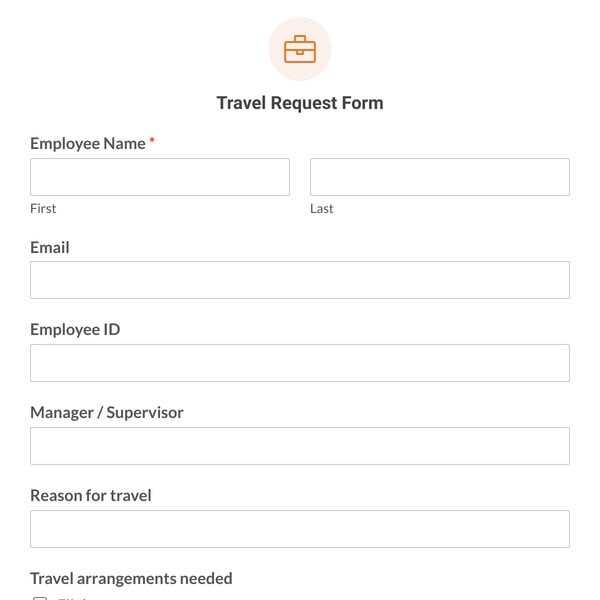 Travel Request Form Template