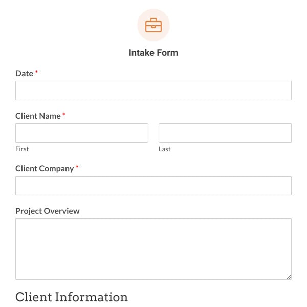 Intake Form Template