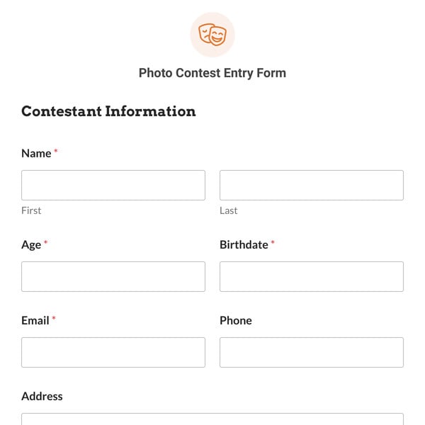 Photo Contest Entry Form Template