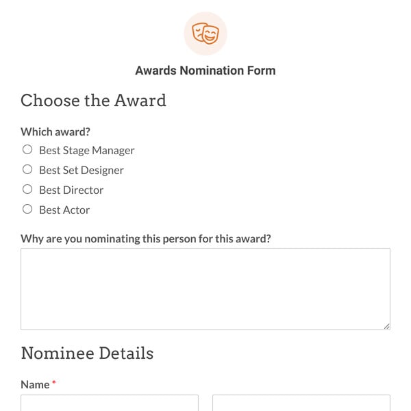 Awards Nomination Form Template