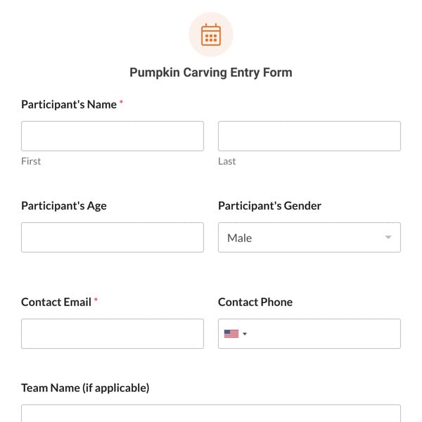 Pumpkin Carving Entry Form Template