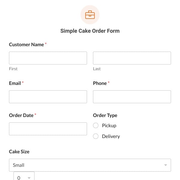 Simple Cake Order Form Template