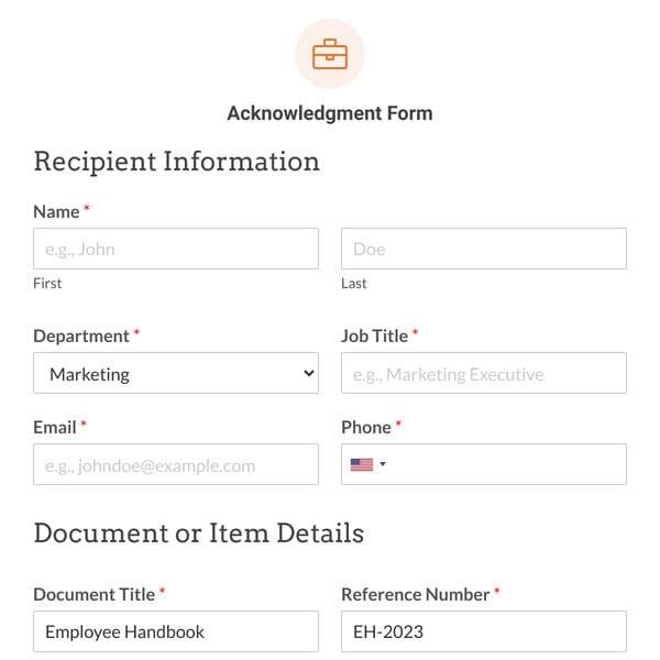 Acknowledgment Form Template