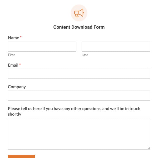 Content Download Form Template