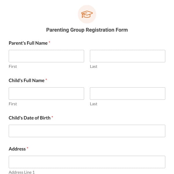 Parenting Group Registration Form Template