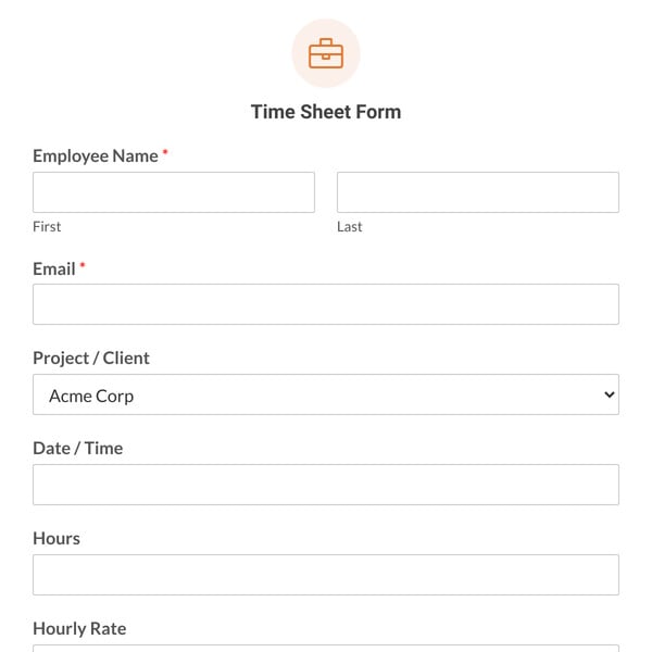 Time Sheet Form Template