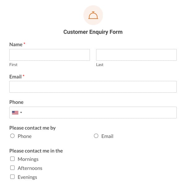 Customer Enquiry Form Template