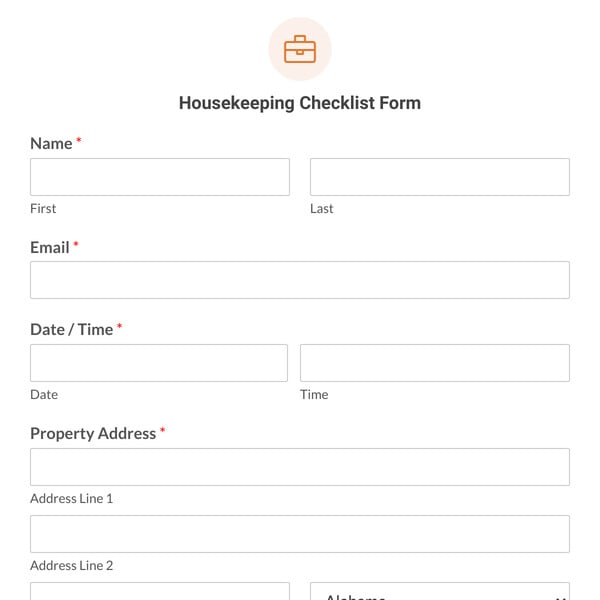 Housekeeping Checklist Form Template