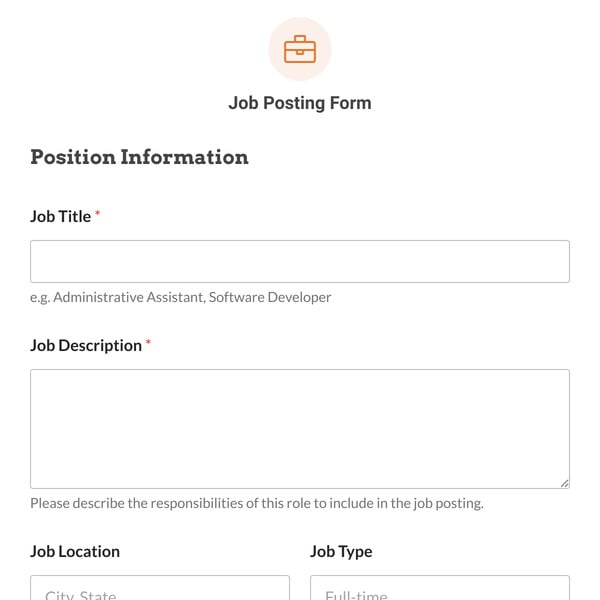 Job Posting Form Template