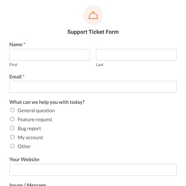 Support Ticket Form Template