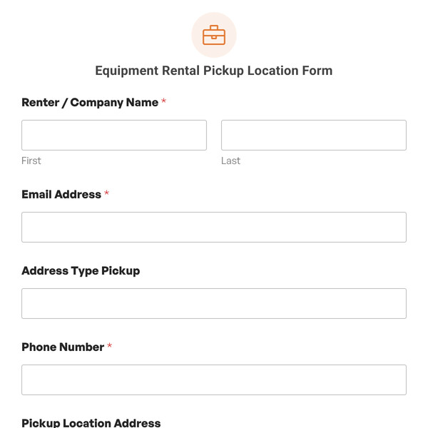 Equipment Rental Pickup Location Form Template