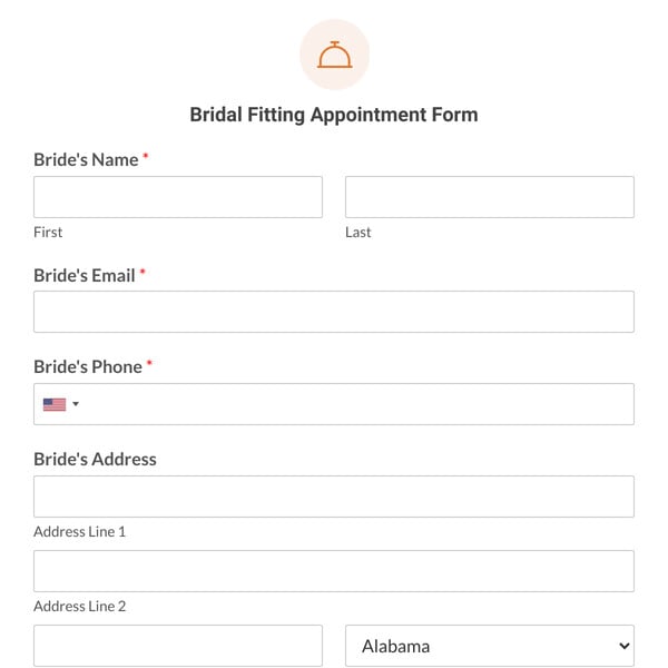 Bridal Fitting Appointment Form Template