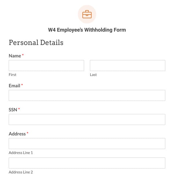 W4 Employee’s Withholding Form Template
