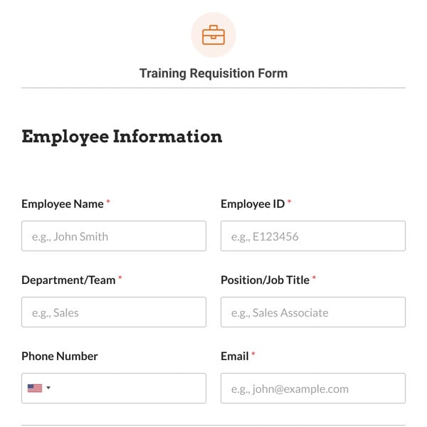 Training Requisition Form Template