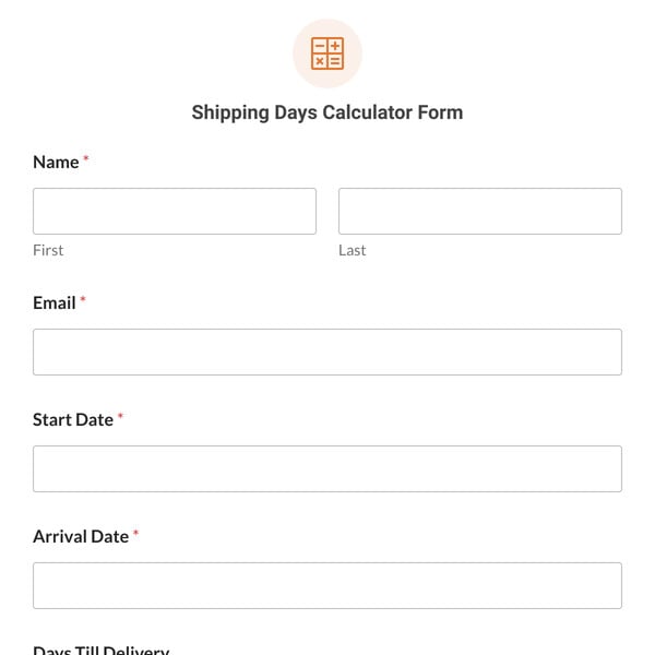 Shipping Days Calculator Form Template