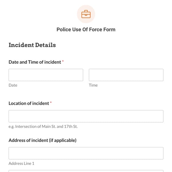 Police Use Of Force Form Template